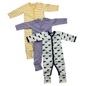 Monica + Andy set of 3 One-Piece Baby Pajamas onesies organic cotton Size 3-6M